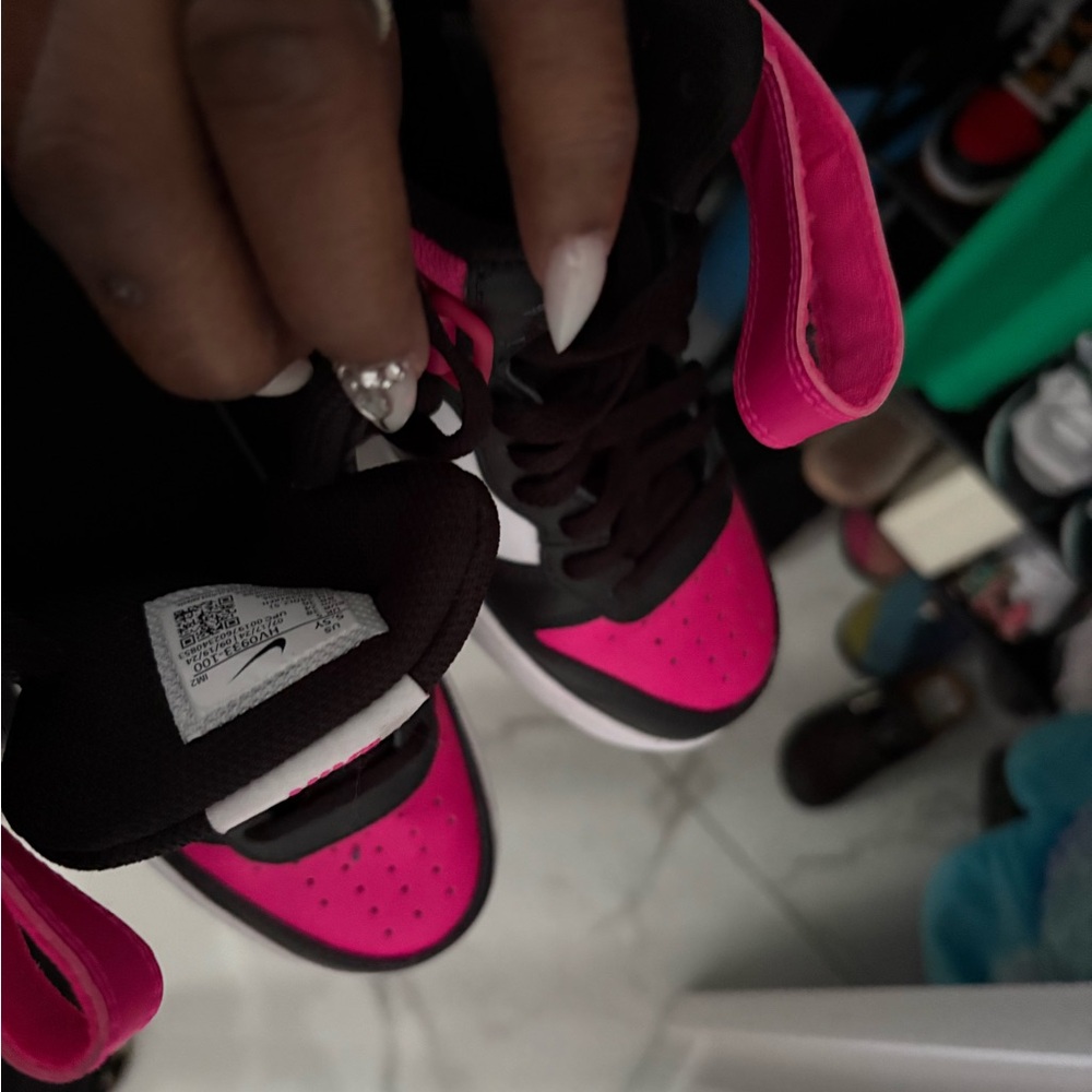 Big kid/Grade school size 5.5Hot Pink and Black Sneakers. Mid 2
